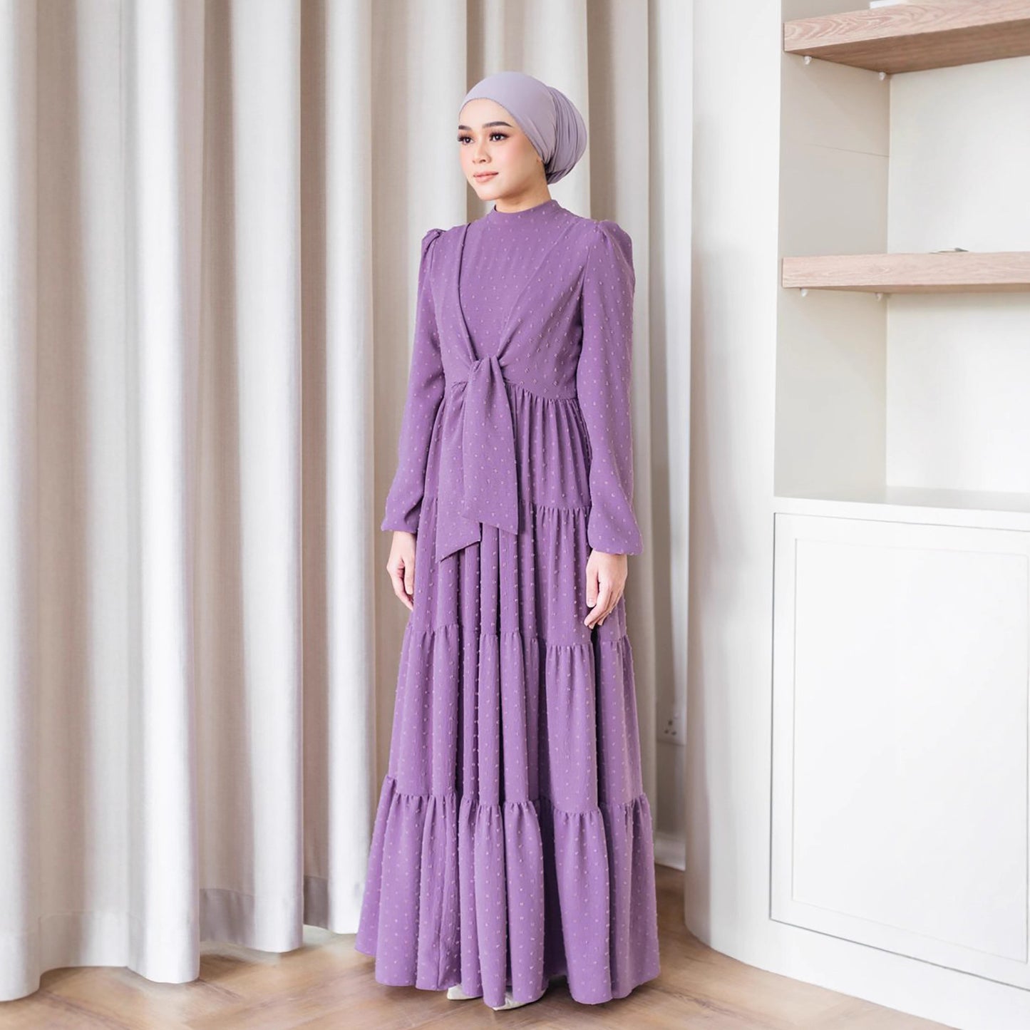 Modest Ruffle Hem Maxi Dress