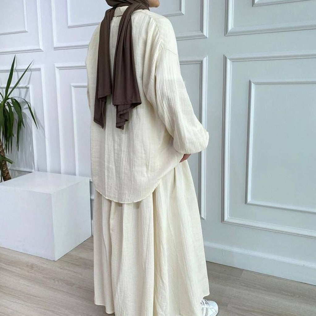 Women's Puff Sleeve Blouse & Skirt Set