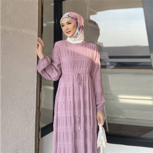 Pleated Chiffon Abaya Dress – Flowy Maxi Elegance