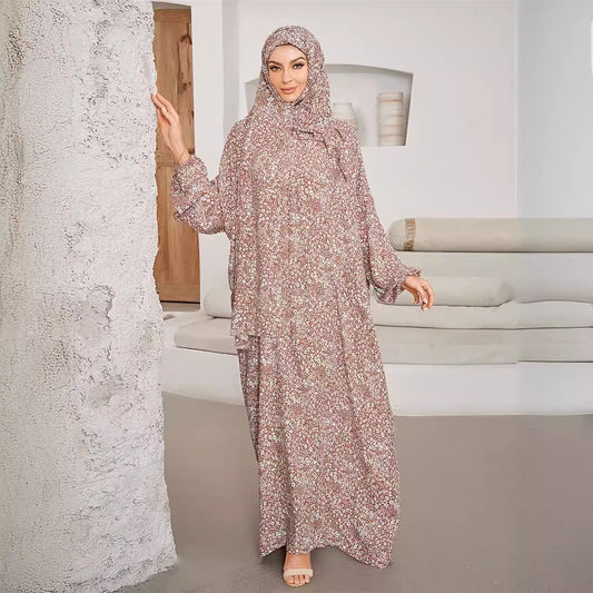 Floral Printed Satin Dress