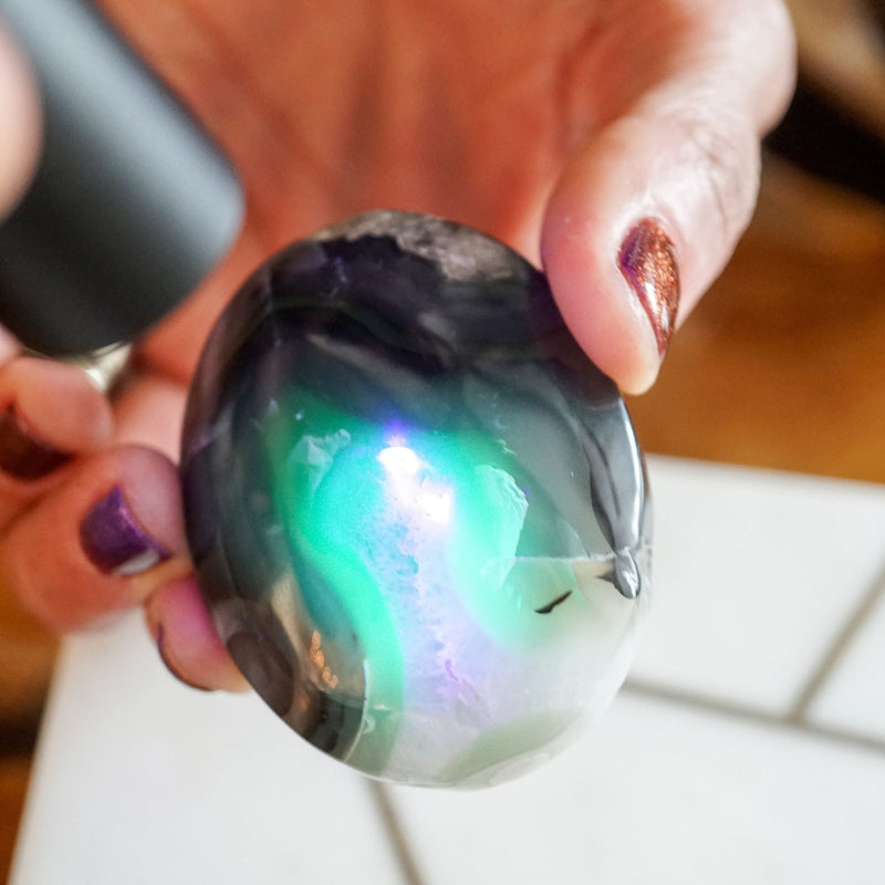 UV-Reactive Volcanic Agate Touchstone |  Crystal fire • Hidden light • Energetic armor