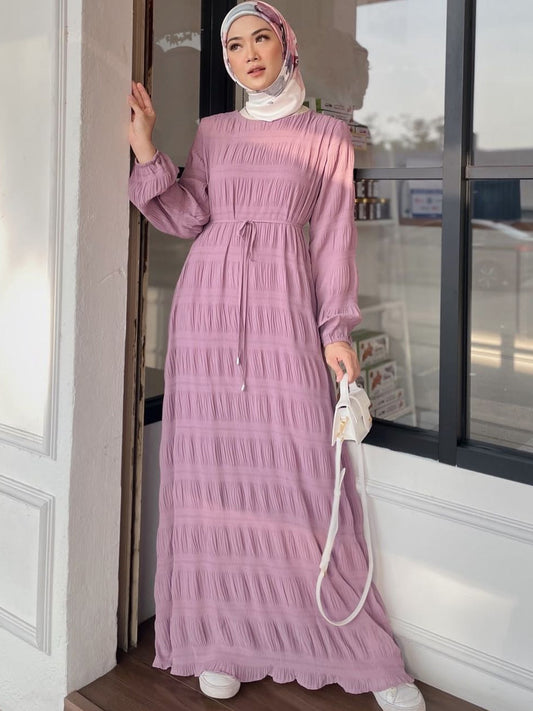 Pleated Chiffon Abaya Dress – Flowy Maxi Elegance