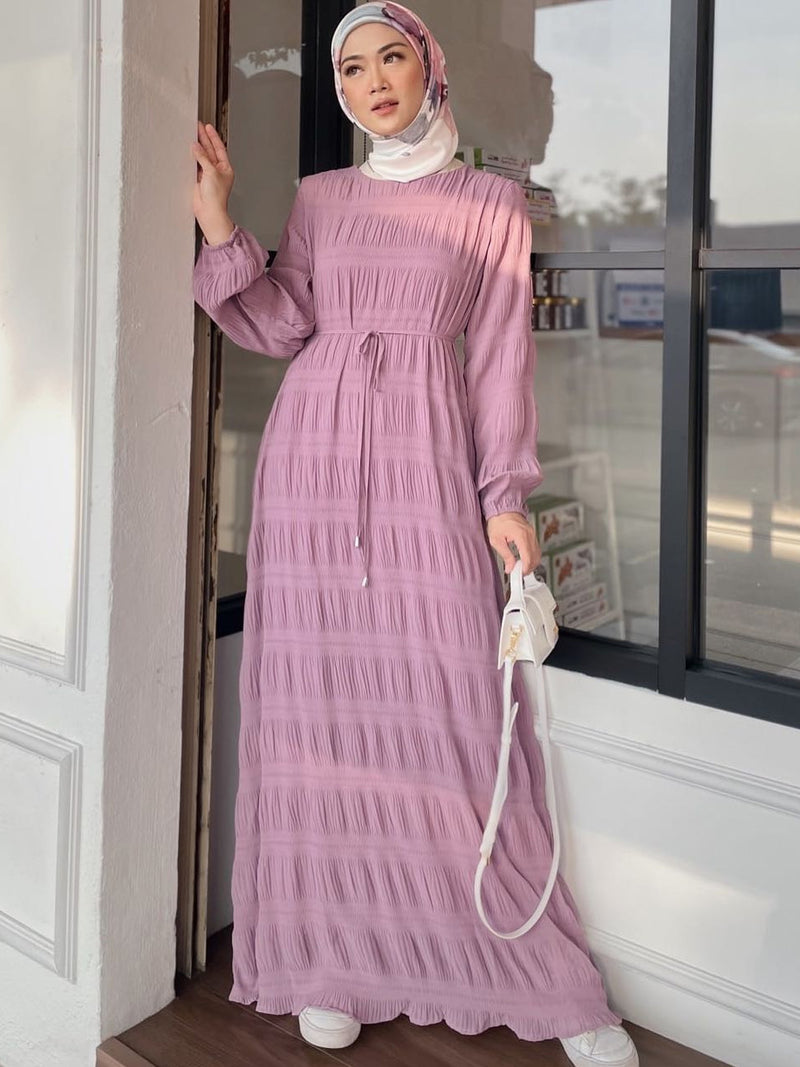Pleated Chiffon Abaya Dress – Flowy Maxi Elegance