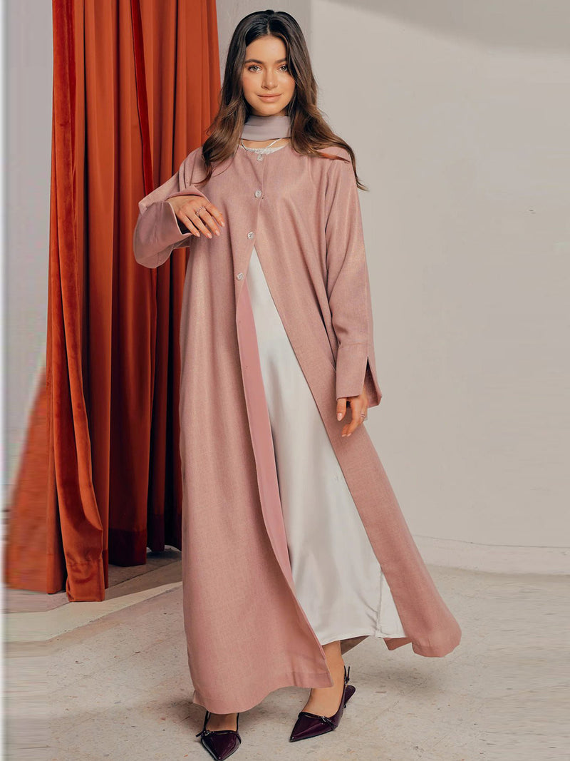 Soft Pink Flowy Abaya Dress
