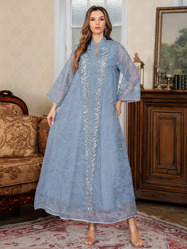 Chiffon Embroidered Abaya Dress with Sequins