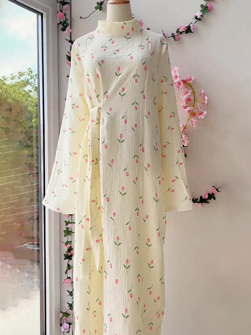 Elegant French Floral Print Dress - Lightweight & Feminine