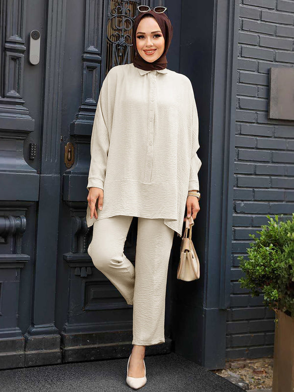 The Bat Sleeve Shirt Set - Relaxed Two-Piece Coordinated Set