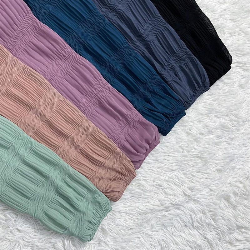 Pleated Chiffon Abaya Dress – Flowy Maxi Elegance