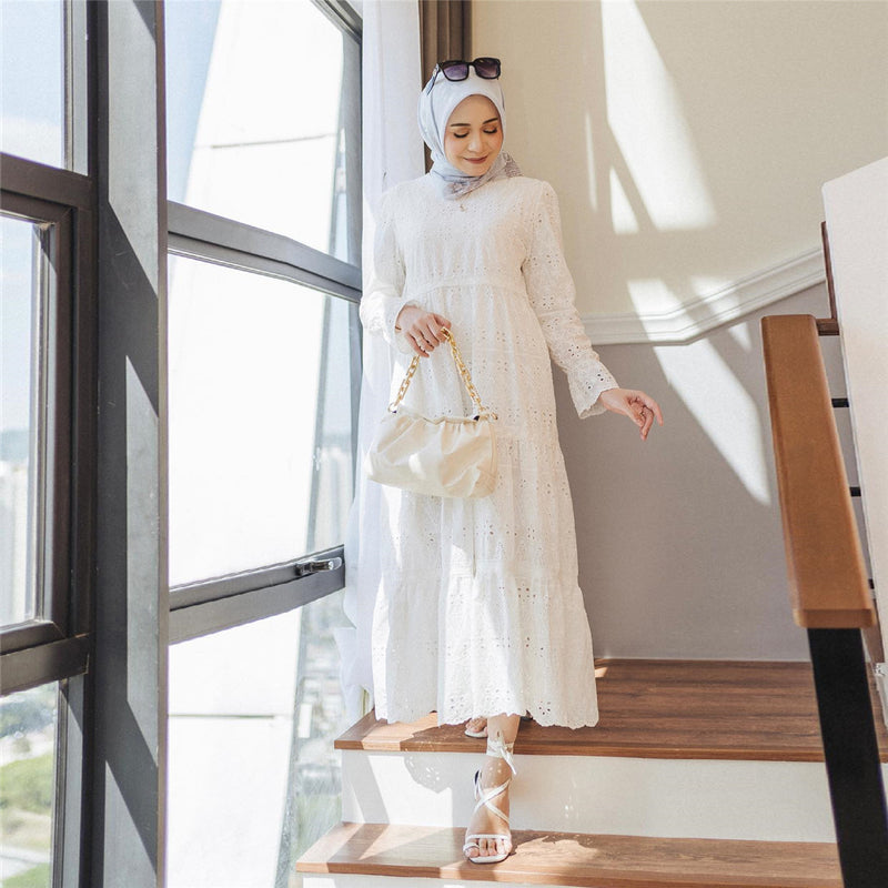 Elegant Hollow Lace Maxi Dress