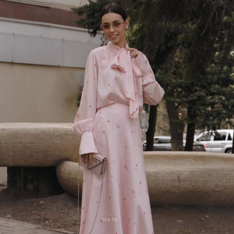 Floral Jacquard Satin Coat & Dress Set - Elegant Two-Piece Ensemble