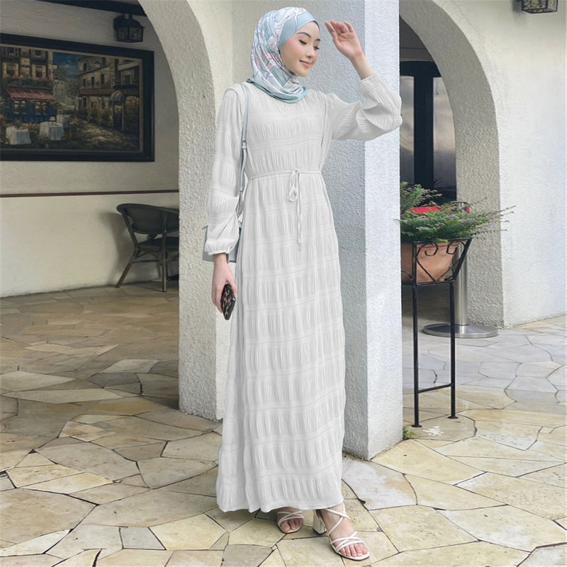 Pleated Chiffon Abaya Dress – Flowy Maxi Elegance