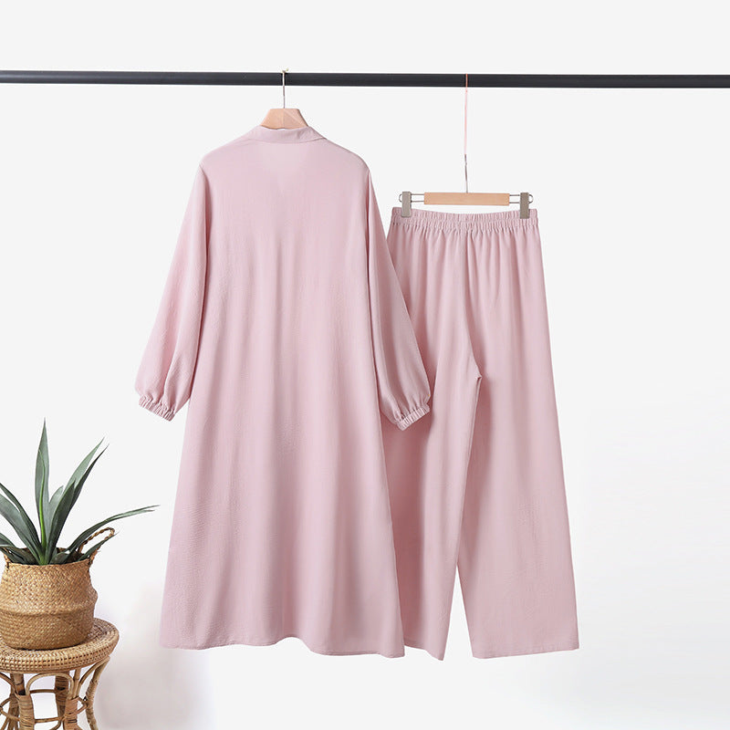 2-Piece Set: Long Sleeve Blouse with Trousers