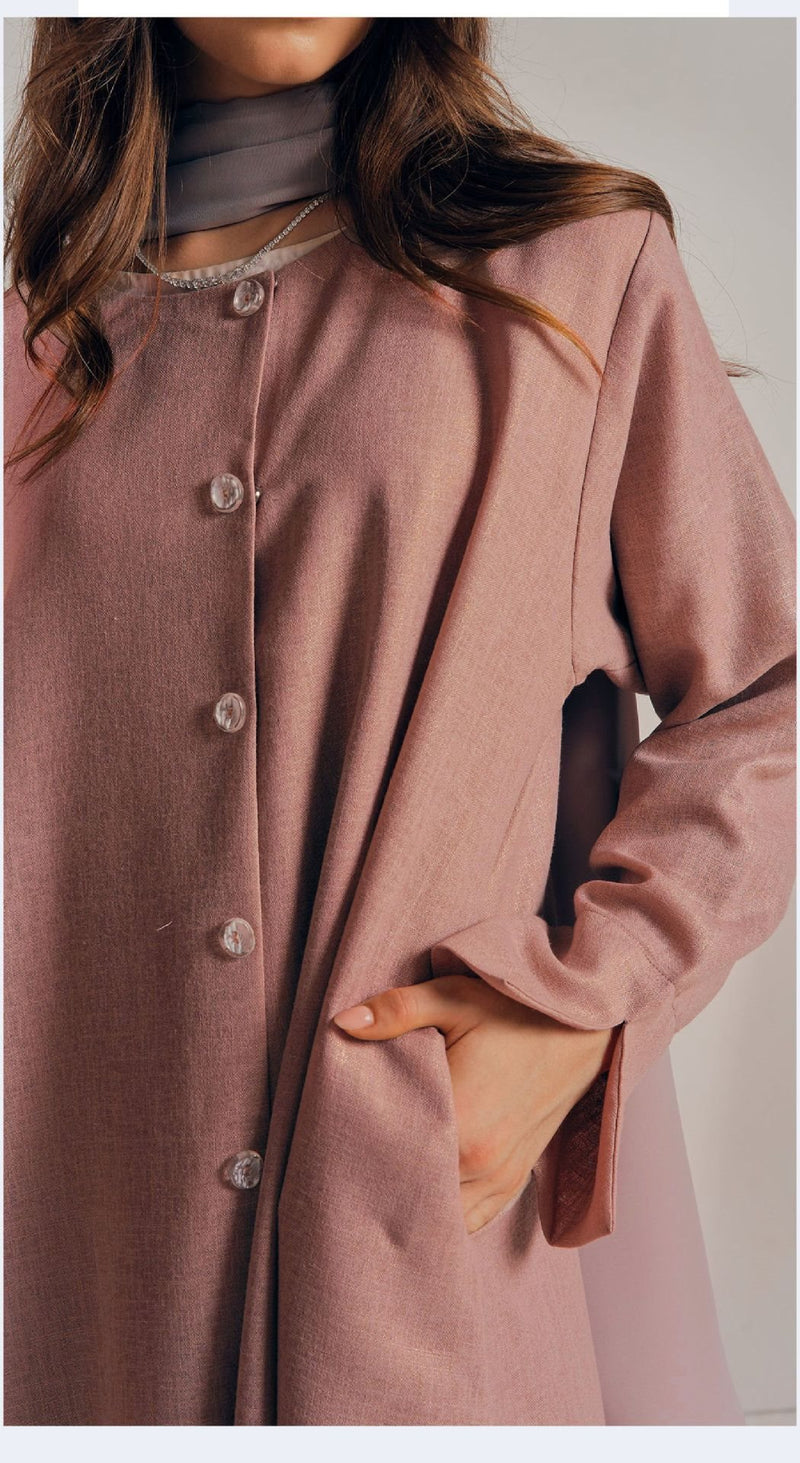 Soft Pink Flowy Abaya Dress