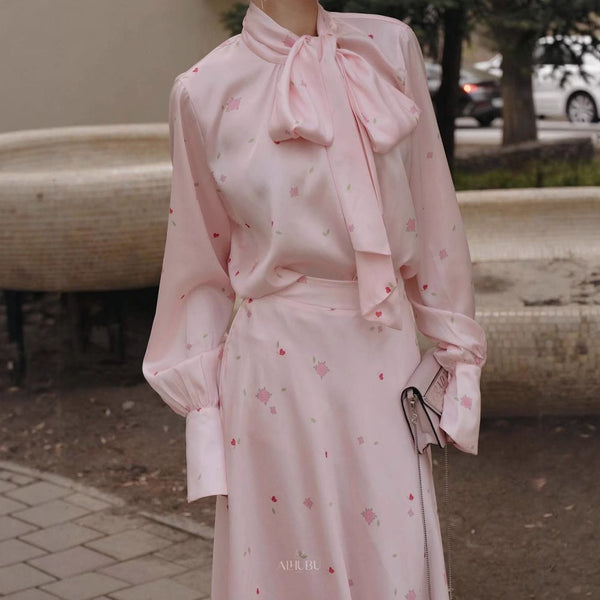 Floral Jacquard Satin Coat & Dress Set - Elegant Two-Piece Ensemble