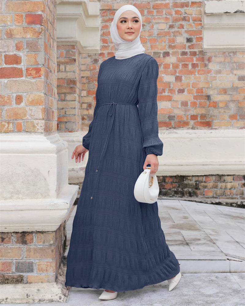 Pleated Chiffon Abaya Dress – Flowy Maxi Elegance