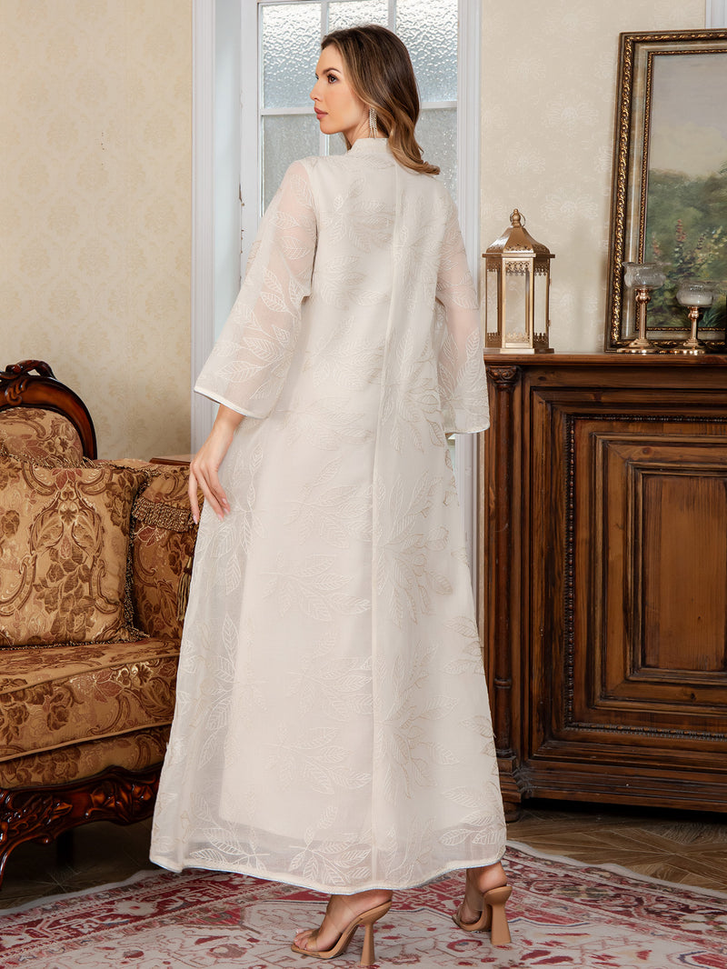 Chiffon Embroidered Abaya Dress with Sequins