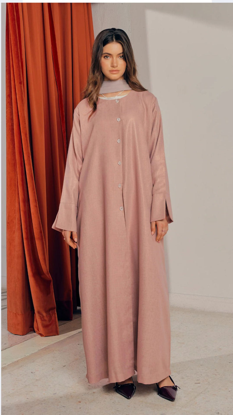 Soft Pink Flowy Abaya Dress