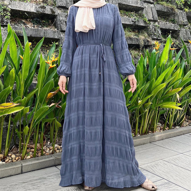 Pleated Chiffon Abaya Dress – Flowy Maxi Elegance