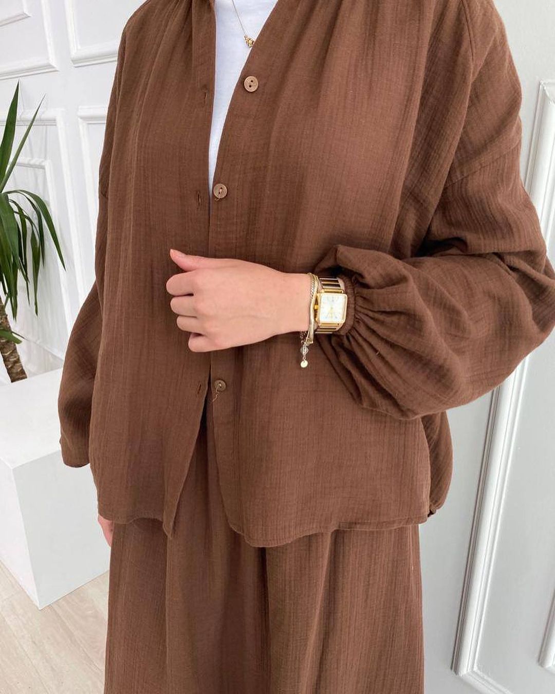 Women's Puff Sleeve Blouse & Skirt Set