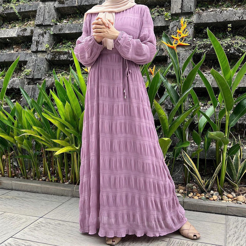 Pleated Chiffon Abaya Dress – Flowy Maxi Elegance