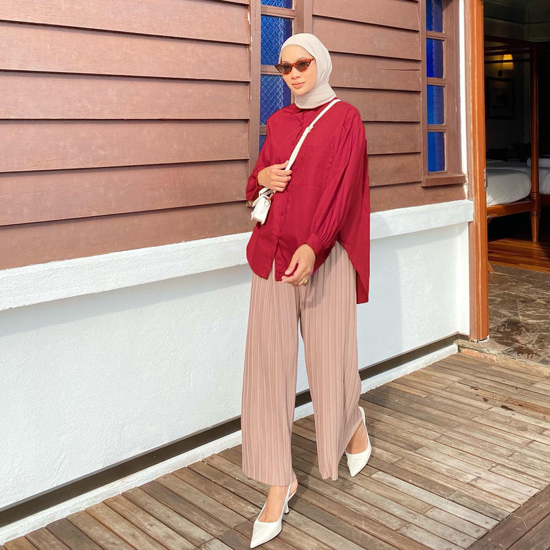 Solid Color Pocket Patchwork Blouse