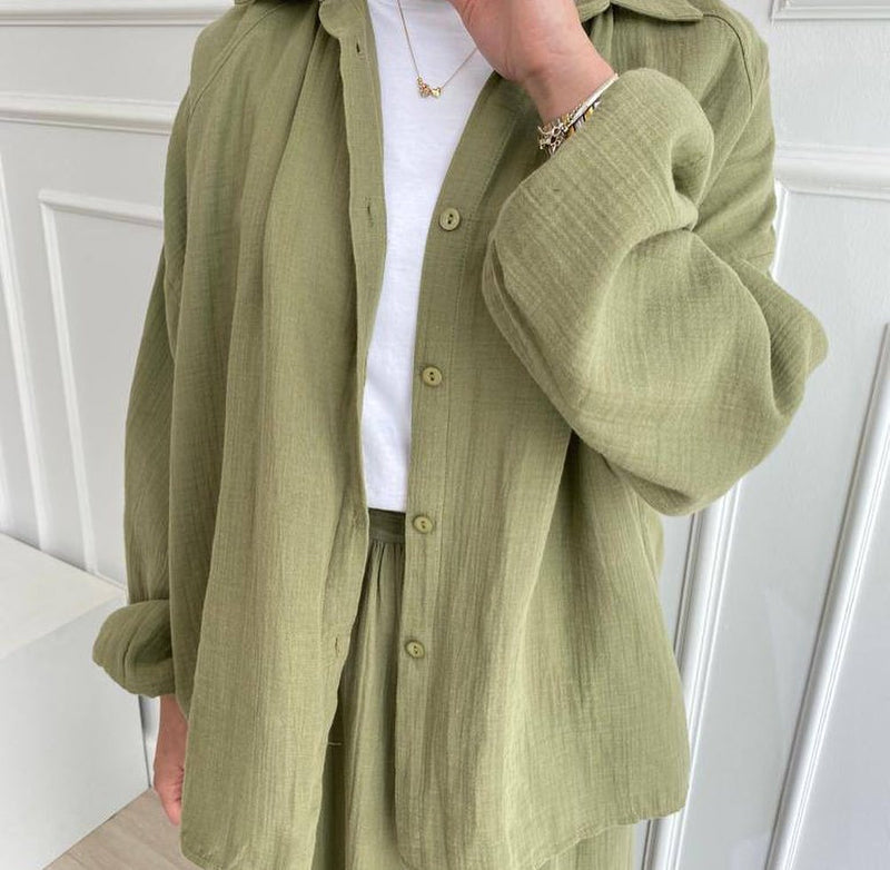 Women's Puff Sleeve Blouse & Skirt Set