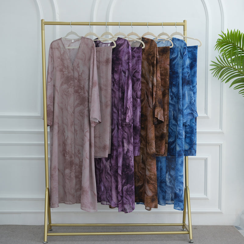 Elegant Open Front Kimono with Matching Scarf