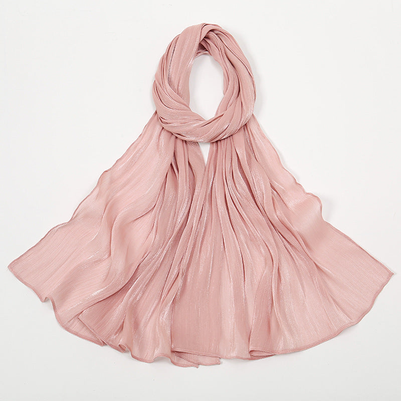 Luminous Crinkle Chiffon Head Scarf – Cooling Breathable Wrap for Women