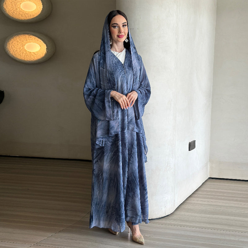Elegant Open Front Kimono with Matching Scarf