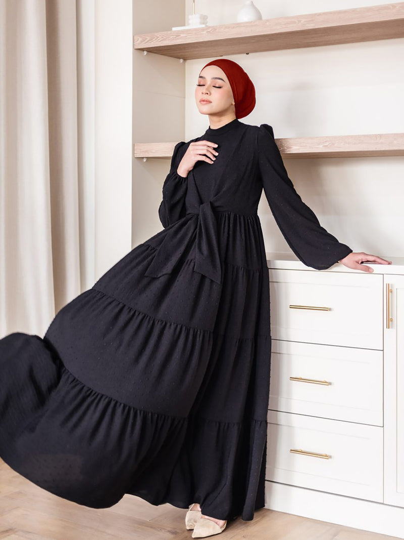 Modest Ruffle Hem Maxi Dress