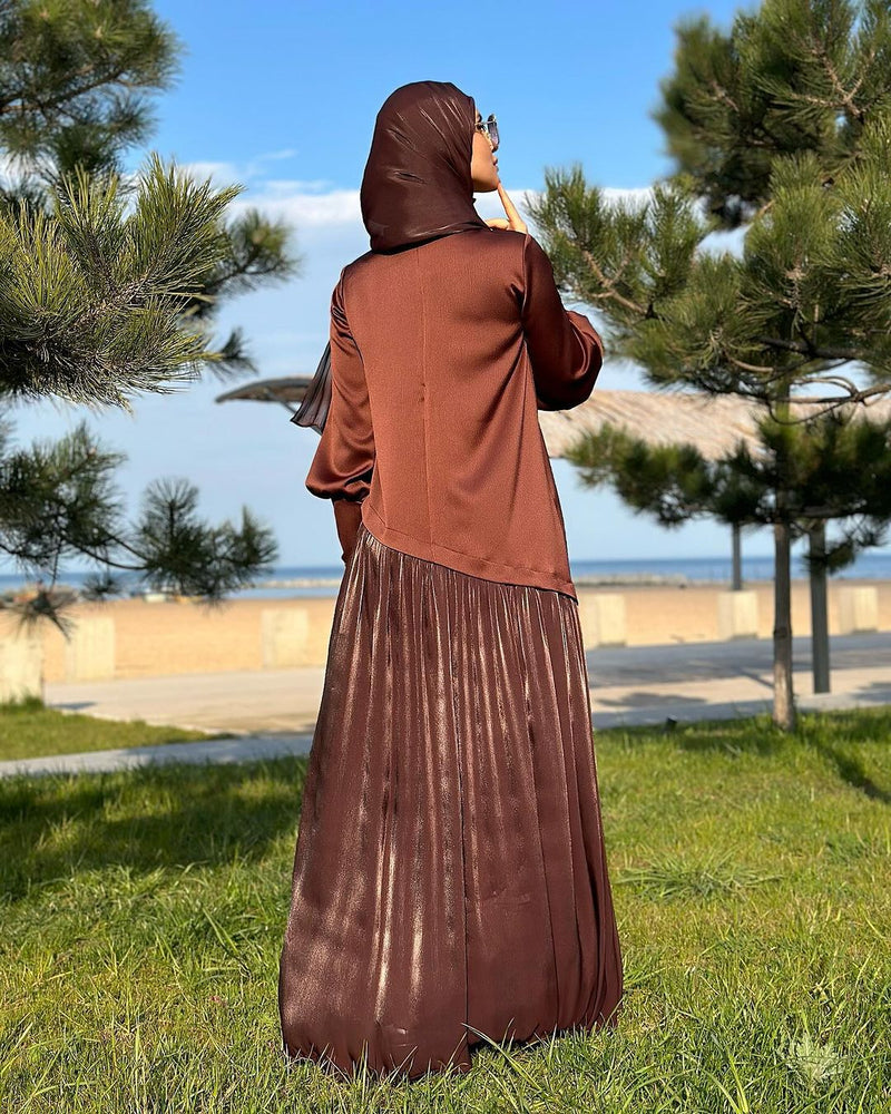 Two-Tone Long Sleeve Maxi Dress