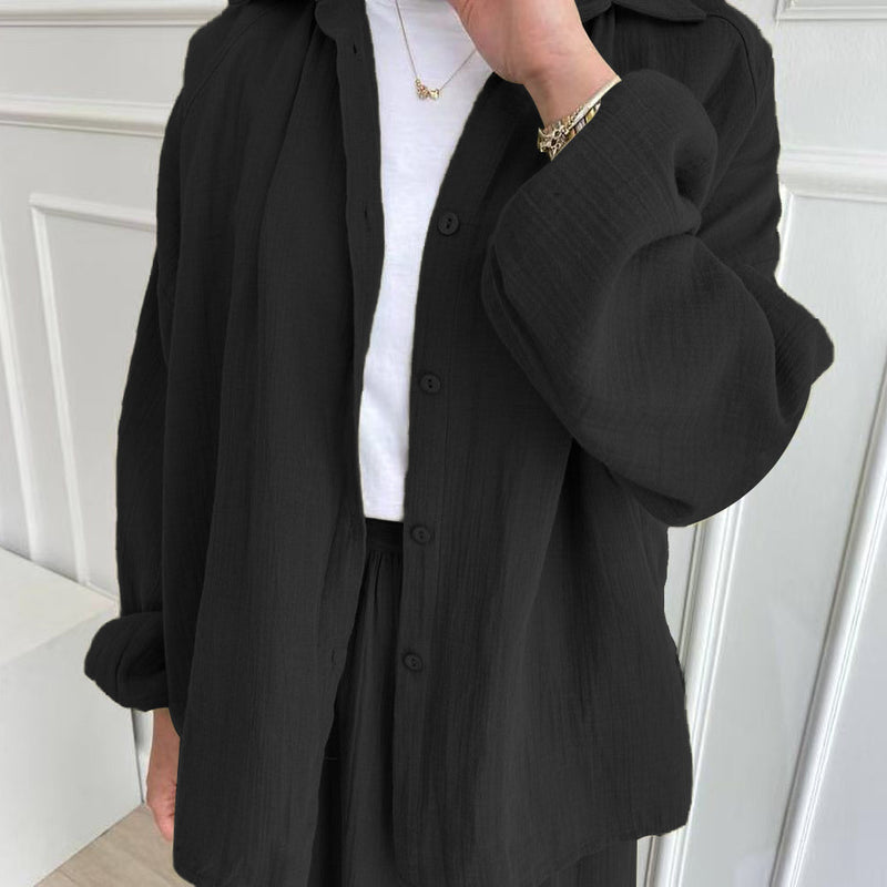 Women's Puff Sleeve Blouse & Skirt Set