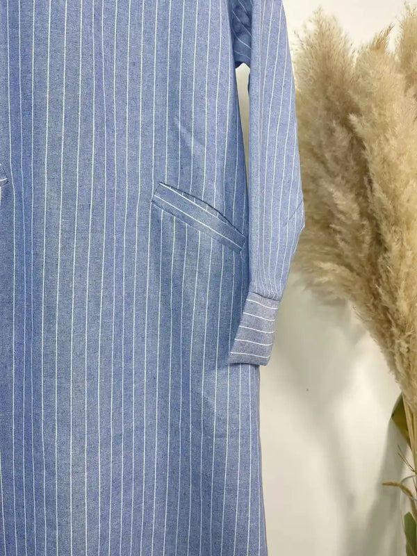 Striped Print Abaya Dress