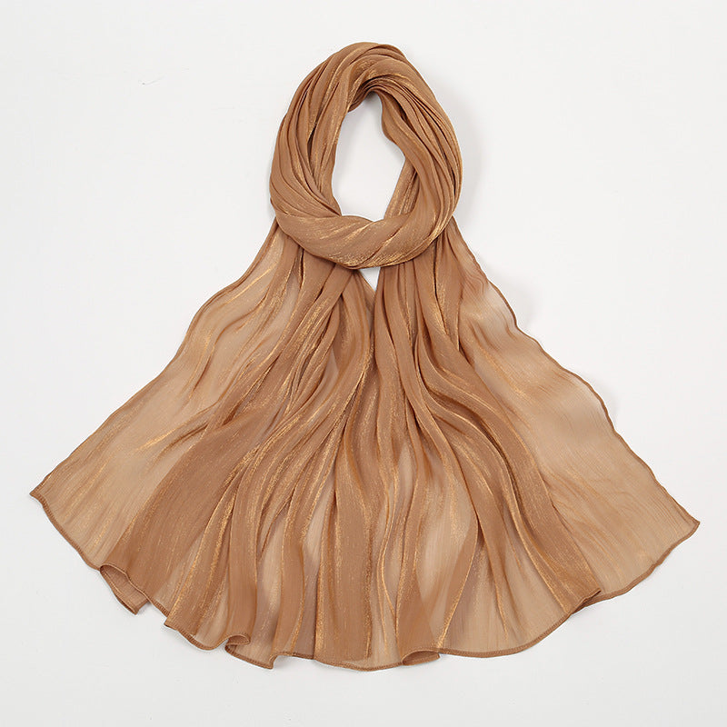Luminous Crinkle Chiffon Head Scarf – Cooling Breathable Wrap for Women