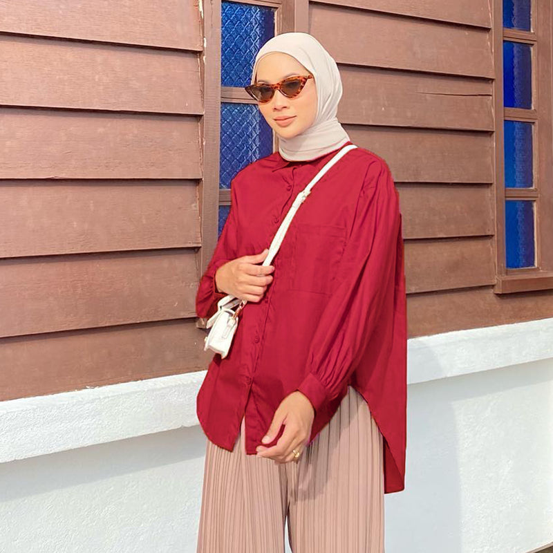 Solid Color Pocket Patchwork Blouse