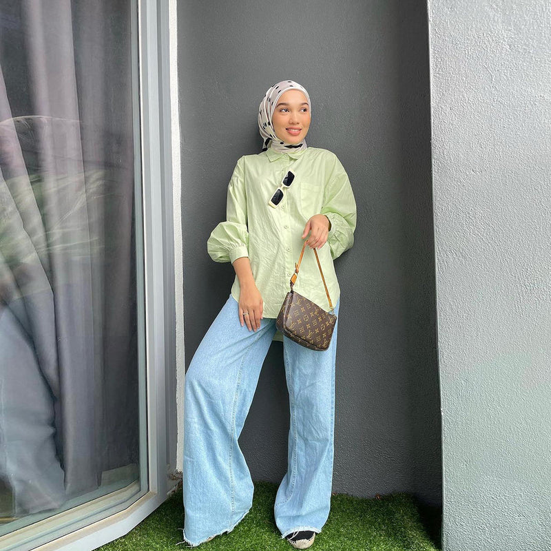 Solid Color Pocket Patchwork Blouse