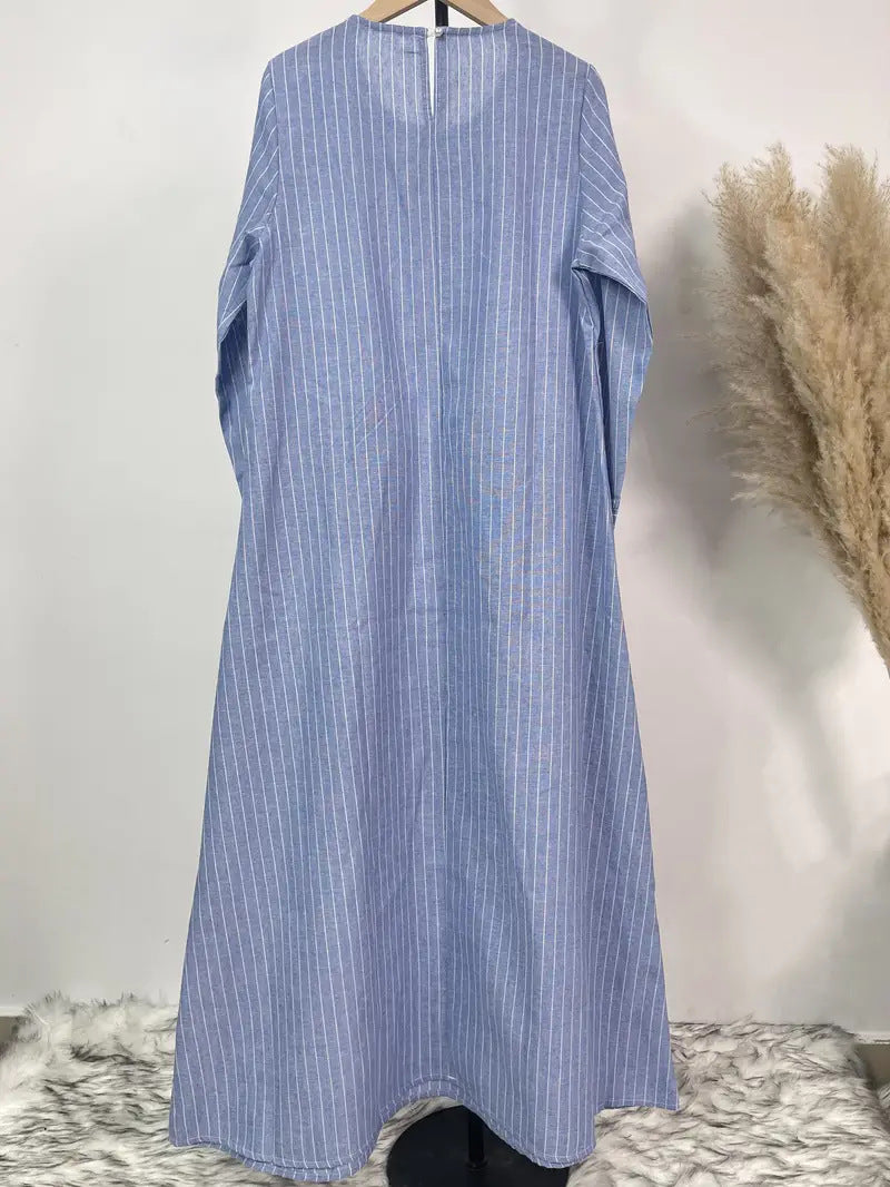 Striped Print Abaya Dress