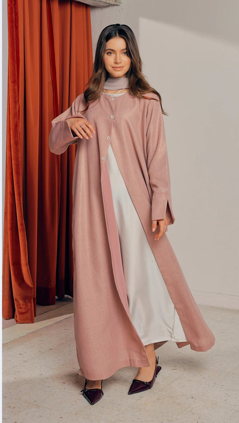 Soft Pink Flowy Abaya Dress