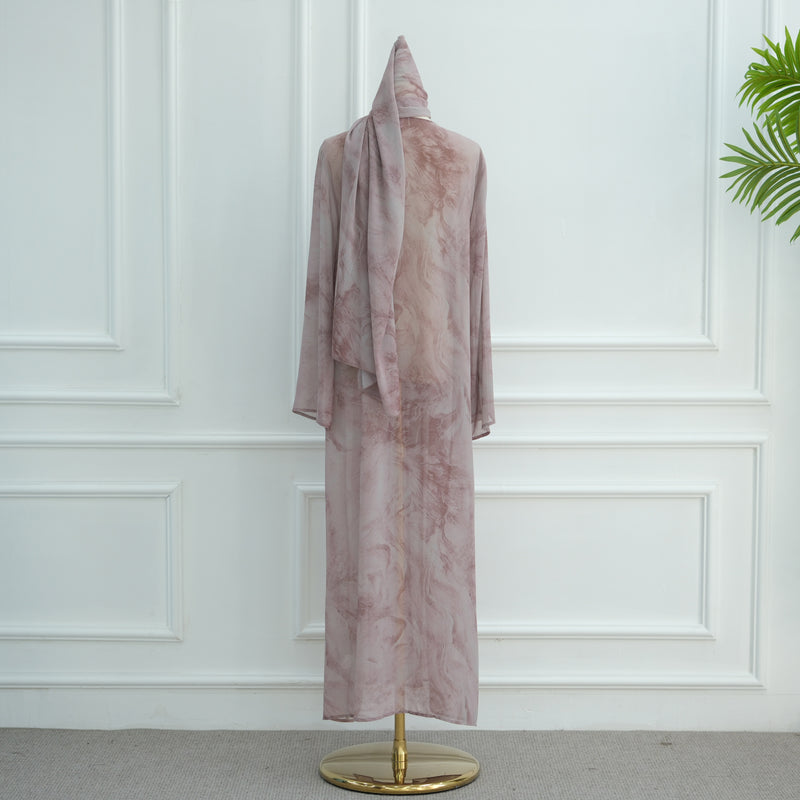 Elegant Open Front Kimono with Matching Scarf