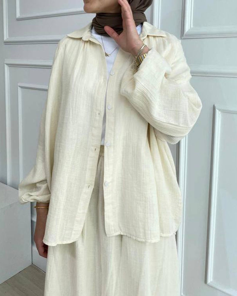 Women's Puff Sleeve Blouse & Skirt Set