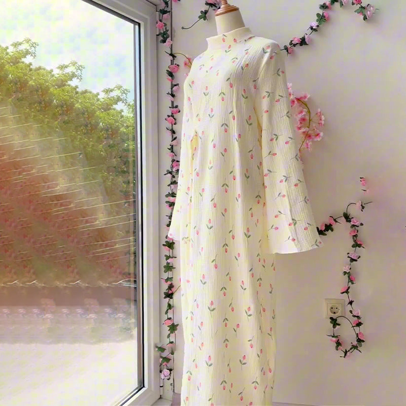 Elegant French Floral Print Dress - Lightweight & Feminine