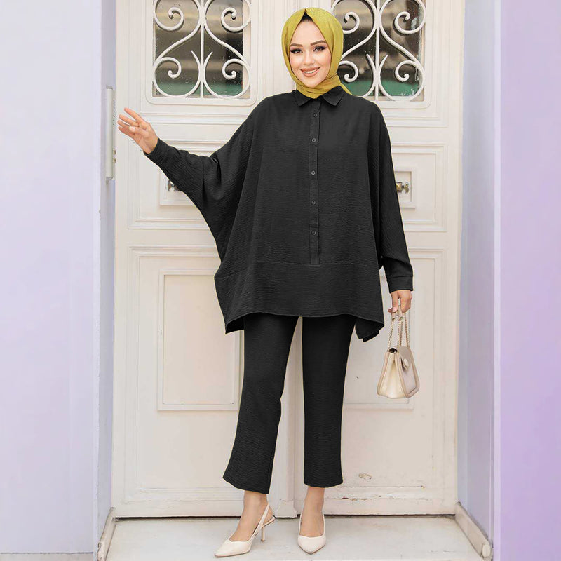 The Bat Sleeve Shirt Set - Relaxed Two-Piece Coordinated Set