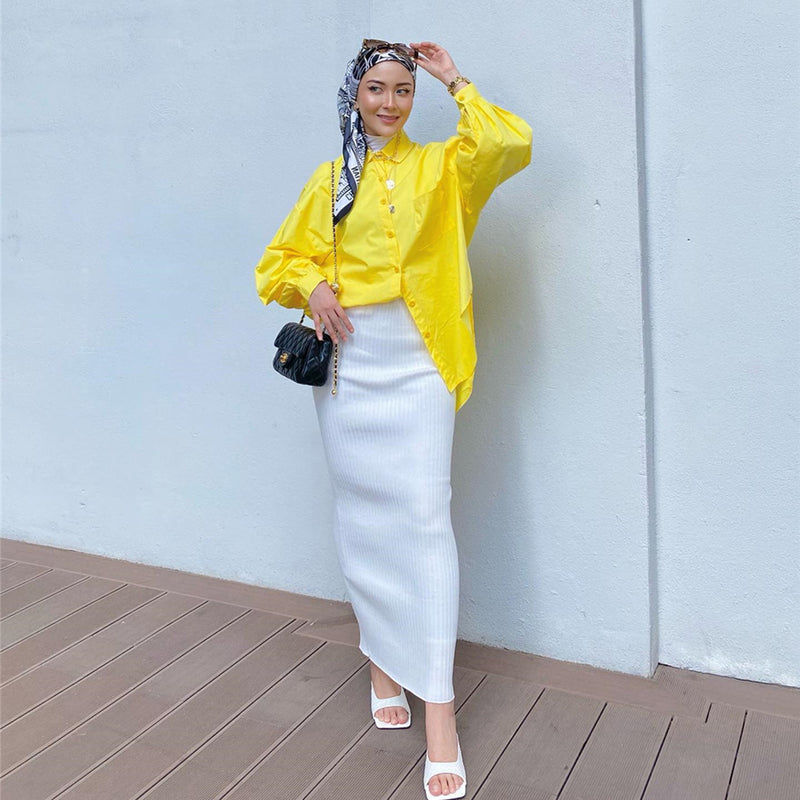 Solid Color Pocket Patchwork Blouse