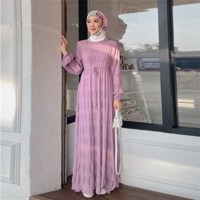 Pleated Chiffon Abaya Dress – Flowy Maxi Elegance