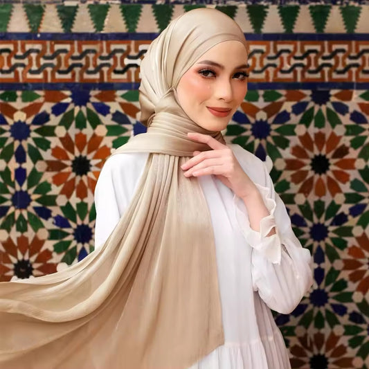 Luminous Crinkle Chiffon Head Scarf – Cooling Breathable Wrap for Women