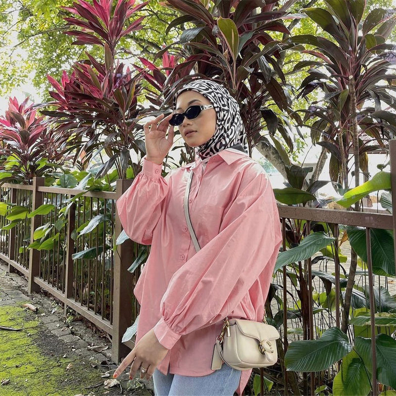 Solid Color Pocket Patchwork Blouse