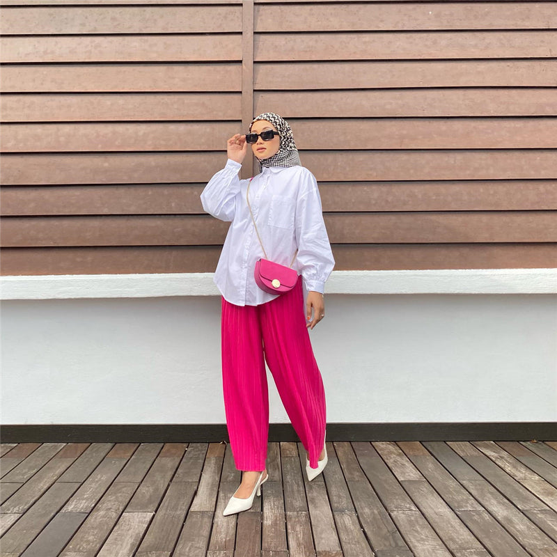 Solid Color Pocket Patchwork Blouse