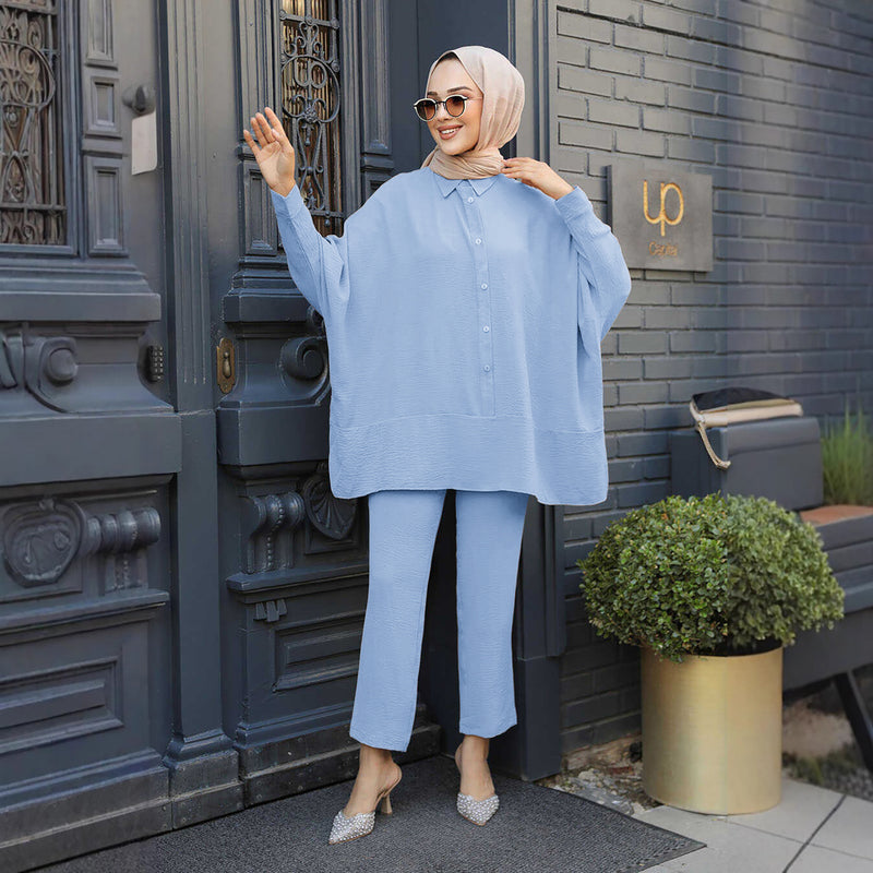 The Bat Sleeve Shirt Set - Relaxed Two-Piece Coordinated Set