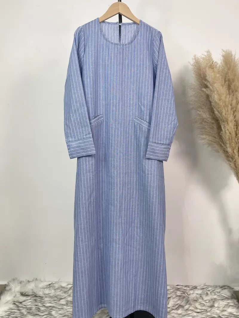 Striped Print Abaya Dress