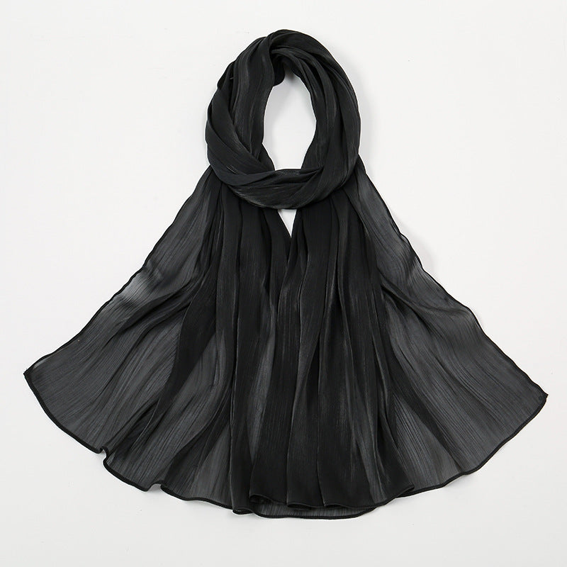 Luminous Crinkle Chiffon Head Scarf – Cooling Breathable Wrap for Women